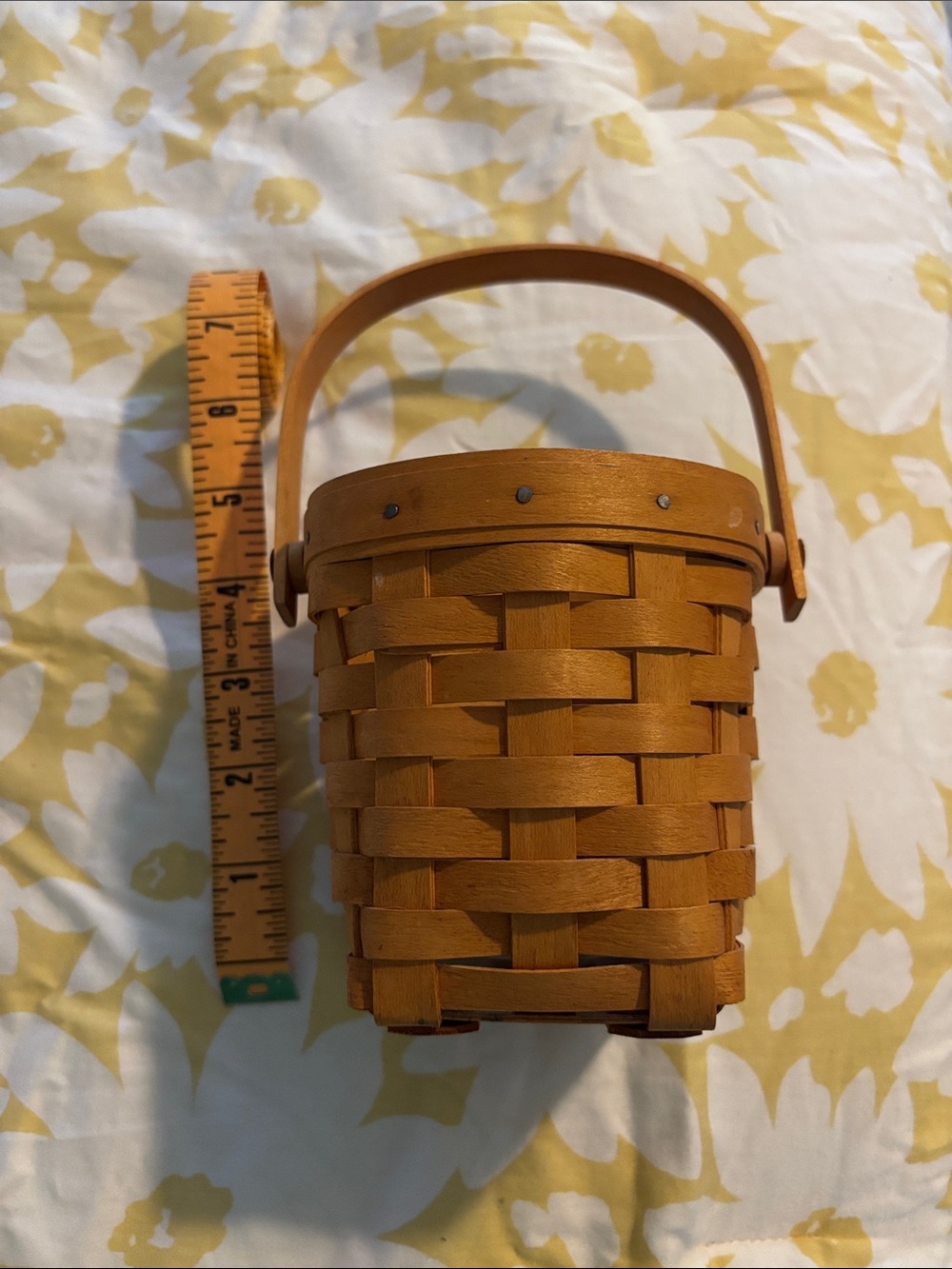 Longaberger Small Golden-Tan Handled Woven Basket